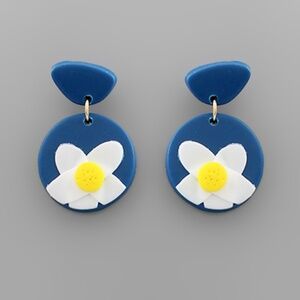 Clay Disk Daisy Earrings